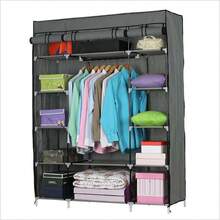 5-Layer Door Portable Closet Wardrobe Clothes Rack Storage Organizer Shelf Gray - 彩色 - 查看 1