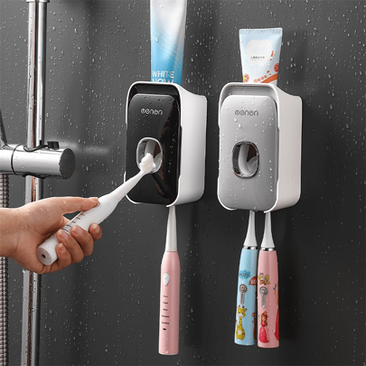 1 pezzo Porta spazzolino da denti montato a parete senza foratura, bicchiere per collutorio, bicchiere per spazzolino da denti, dispenser per dentifricio montato a parete e set di tazze per denti per la decorazione del bagno di casa, decorazione autunnale, ritorno a scuola