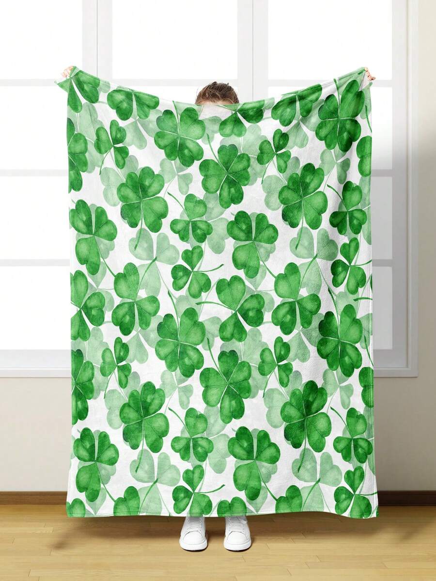 1片幸運草禮物毛毯,法蘭絨投擲 - 彩色 - 查看 1