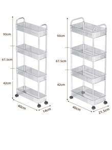 1 pieza Estantería de cocina independiente con ruedas, carro de almacenamiento simple y de varios niveles para espacios estrechos, apta para baño, dormitorio y lavadero, fácil de mover con diseño sencillo para decoración exterior