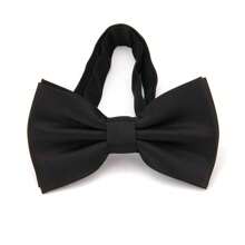 Corbatín sólido de doble capa con estilo para hombre, perfecto para novio, boda, fiesta, cóctel, banquete, atuendo de negocios y vestimenta formal (Negro) Navidad informal