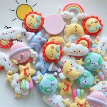 10入組混合卡通星球和雲形狀的珠寶、文具、手機殼、鑰匙圈、馬克杯、木屐、冰箱裝飾用diy配件,包含雙面膠帶 - 彩色 - 查看 8