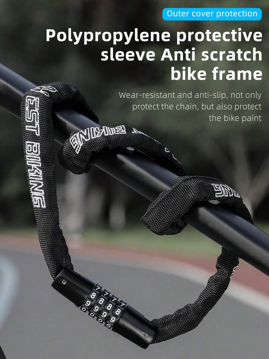 One WEST BIKING Combination Bike Chain Lock 90cm 4-Digit Code Bicycle Chain Lock MTB Road Bike Accessories - Black - View 1