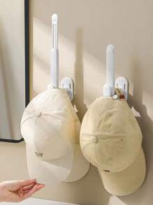 1pc Clothes Hat Organizer With L-Shaped Retractable Hook, Wall Mounted Storage Rack For Bedroom Closet Organization No-Drill - White - View 13