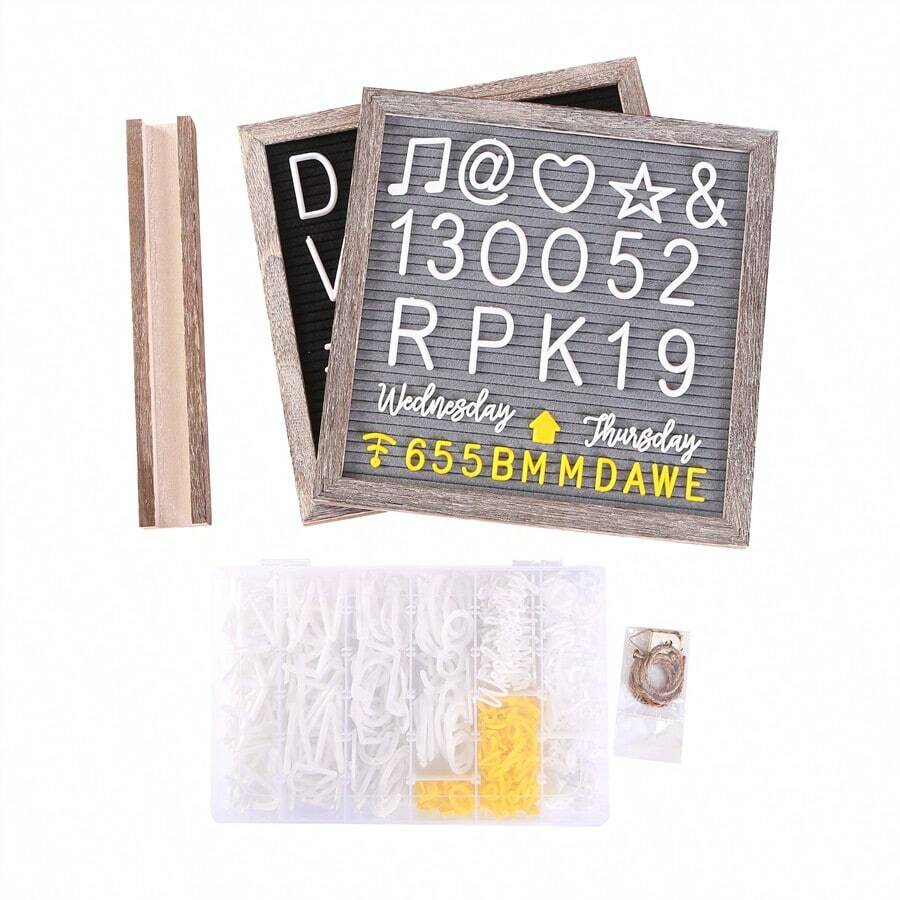 DoubleSided Felt Letter Board Wooden Decorative Message Board With Wooden Base & Letter Box, 12