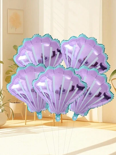 Mtrong Te 5 件贝壳粉紫色铝箔气球生日快乐派对装饰，返校情人节