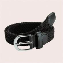 Kids' Black Elastic Braided Belt With Metal Buckle - Black - View 6