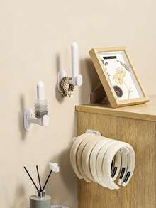 1pc Clothes Hat Organizer With L-Shaped Retractable Hook, Wall Mounted Storage Rack For Bedroom Closet Organization No-Drill - White - View 8