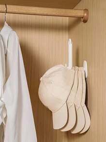 1pc Clothes Hat Organizer With L-Shaped Retractable Hook, Wall Mounted Storage Rack For Bedroom Closet Organization No-Drill - White - View 9