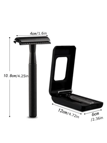 1pc Manual Strap Box Razor Metal Double-Sided Razor Manual Shaver Razor Holder ,Hair Products And Accessories For Barber Salon Beauty Travel Essentials