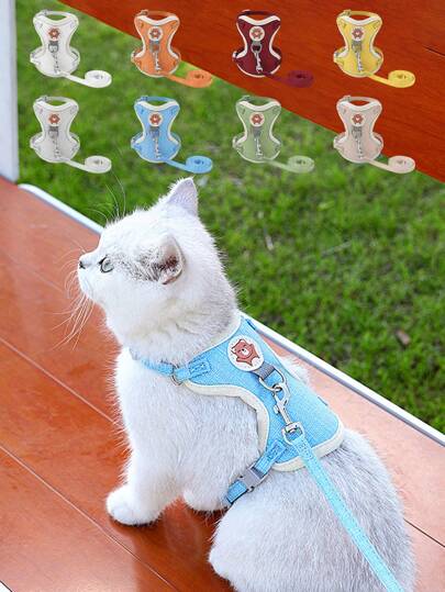 1pc Pet Chest Back Strap Harness Vest Style Cat Traction Rope, Small Dog Anti Escape Leash