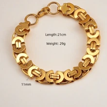 1pc 18k Gold Plated Stainless Steel 11mm Waterproof Ins Style Handmade Braided Bracelet For Men And Women Daily Wear