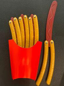 1 件热狗玩具刀、摇摆训练蝴蝶刀玩具、万圣节/圣诞节送给男朋友的礼物、减压训练塑料蝴蝶刀替代品 - 紅色 - 查看 2