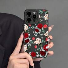 神秘紅玫瑰矽膠手機殼保護套，適用於 iPhone 15/15pro/15promax/14/13/12/11/Xsmax 系列 - 神秘紅色玫瑰 - 查看 1