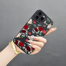 神秘紅玫瑰矽膠手機殼保護套，適用於 iPhone 15/15pro/15promax/14/13/12/11/Xsmax 系列 - 神秘紅色玫瑰 - 查看 4
