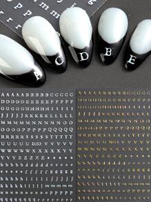 2 PCS/Set Y2K Style Gold Laser Metallic 3D Letter Pattern Nail Stickers Suitable For DIY Nail Art Decoration