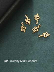 5pcs/set Stainless Steel Miniature Snake Design Animal Series Diy Pendant For Bracelet, Anklet Making, Replacement Accessory
