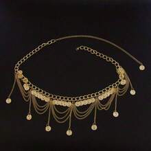 圓形裝飾鏈條腰帶 - 金色 - 查看 4