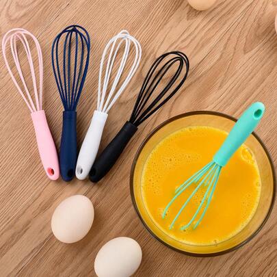 1pc Random Color Mini Silicone Whisk Mixer, Used For Mixing, Whisking, Beating, Stirring, Baking Tools, Kitchen Gadgets, Kitchen Accessories