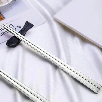 2入組不銹鋼筷子廚房用現代銀色筷子