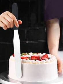 1pc Premium Stainless Steel Cake Spatula for Effortless Icing and Decorating - Durable Kitchen Cooking Tool - Multicolor - View 1