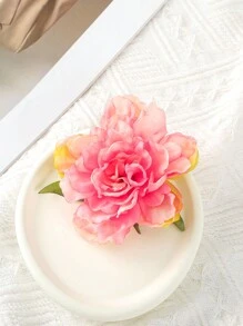 1 件装人造牡丹花发夹波西米亚风情人节情人爪夹发夹发夹 - 彩色 - 查看 3