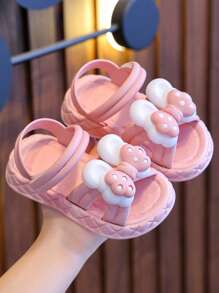 1 Paar Kinderhaus-Pantoffeln mit Schleifendesign, süße Mädchen-Sandalen für den Sommer