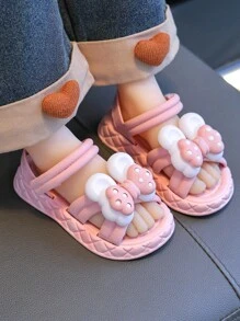 1 Paar Kinderhaus-Pantoffeln mit Schleifendesign, süße Mädchen-Sandalen für den Sommer
