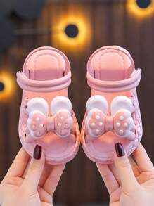 1 Paar Kinderhaus-Pantoffeln mit Schleifendesign, süße Mädchen-Sandalen für den Sommer