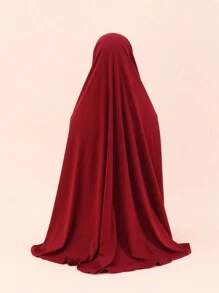 1pc Fashionable Hooded Solid Color Gown With Batwing Sleeves And Big Hem For Abaya Accessories Daily Under Cap