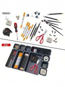 8pcs/Set Desk Drawer Organizer Dividers, Adjustable Drawer Separators For Makeup, , Pens, And Other Small Items Storage - Multicolor - View 7