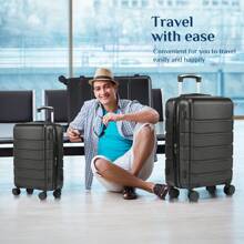 Sweetcrispy Luggage, Hard Shell ABS Suitcase With Double Spinner Wheels, Lightweight Expandable Rolling Luggage With TSA Lock School Cruise Essentials - Black - View 6