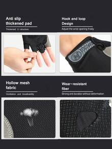 قفاز رياضي خارجي بأصابع نصفية للجنسين للتمرين، اليوغا، ركوب الدراجات، التسلق، القيادة، مناسب لركوب الدراجات والدراجات النارية والتزلج، قفازات سوداء - الأسود - مشاهدة 2