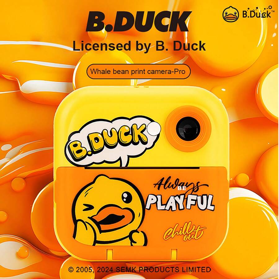 B. Duck Cámara de impresión instantánea mini B.Duck Pro, cámara de impresión térmica mini, cámara digital de selfie, sin necesidad de tinta, tarjeta TF de 32G, pantalla a color de 2.4 pulgadas, regalo divertido