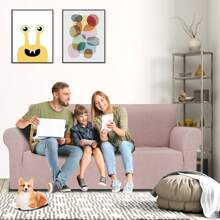 YSTYLE Sofa Cover 1/2/3/4 Seats With Armrests, Stretch Couch Cover, Heavyweight Winter Slipcover, Non-Slip Sofa Cover Washable - Pink - View 2