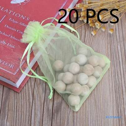 20pcs Camphor Wood Beads, Insect-Proof, Moth-Proof, Mildew-Proof And Odor-Proof, Natural Fragrance Wooden Balls, Wardrobe Odor Removal Balls, Closet, Wardrobe, Home, Dorm, Random Packaging Color For School,Office,Household,Travel