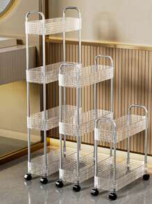 1 pieza Estantería de cocina independiente con ruedas, carro de almacenamiento simple y de varios niveles para espacios estrechos, apta para baño, dormitorio y lavadero, fácil de mover con diseño sencillo para decoración exterior