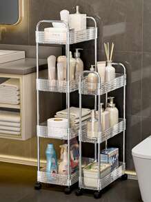 1 pieza Estantería de cocina independiente con ruedas, carro de almacenamiento simple y de varios niveles para espacios estrechos, apta para baño, dormitorio y lavadero, fácil de mover con diseño sencillo para decoración exterior