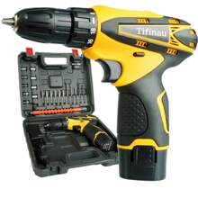 1套無線鑽,12v鑽頭套裝,鋰電池鑽,多速,18+1扭矩調節,電動工具,led燈 - 彩色 - 查看 7