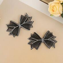 1 Pair Black Crystal Shoe Clips, Applicable For Wedding Shoes, High Heels, Flats, Removable Decorative Shoe Accessories
