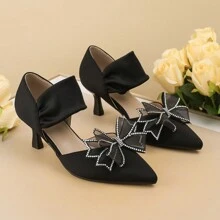 1 Pair Black Crystal Shoe Clips, Applicable For Wedding Shoes, High Heels, Flats, Removable Decorative Shoe Accessories