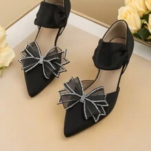 1 Pair Black Crystal Shoe Clips, Applicable For Wedding Shoes, High Heels, Flats, Removable Decorative Shoe Accessories