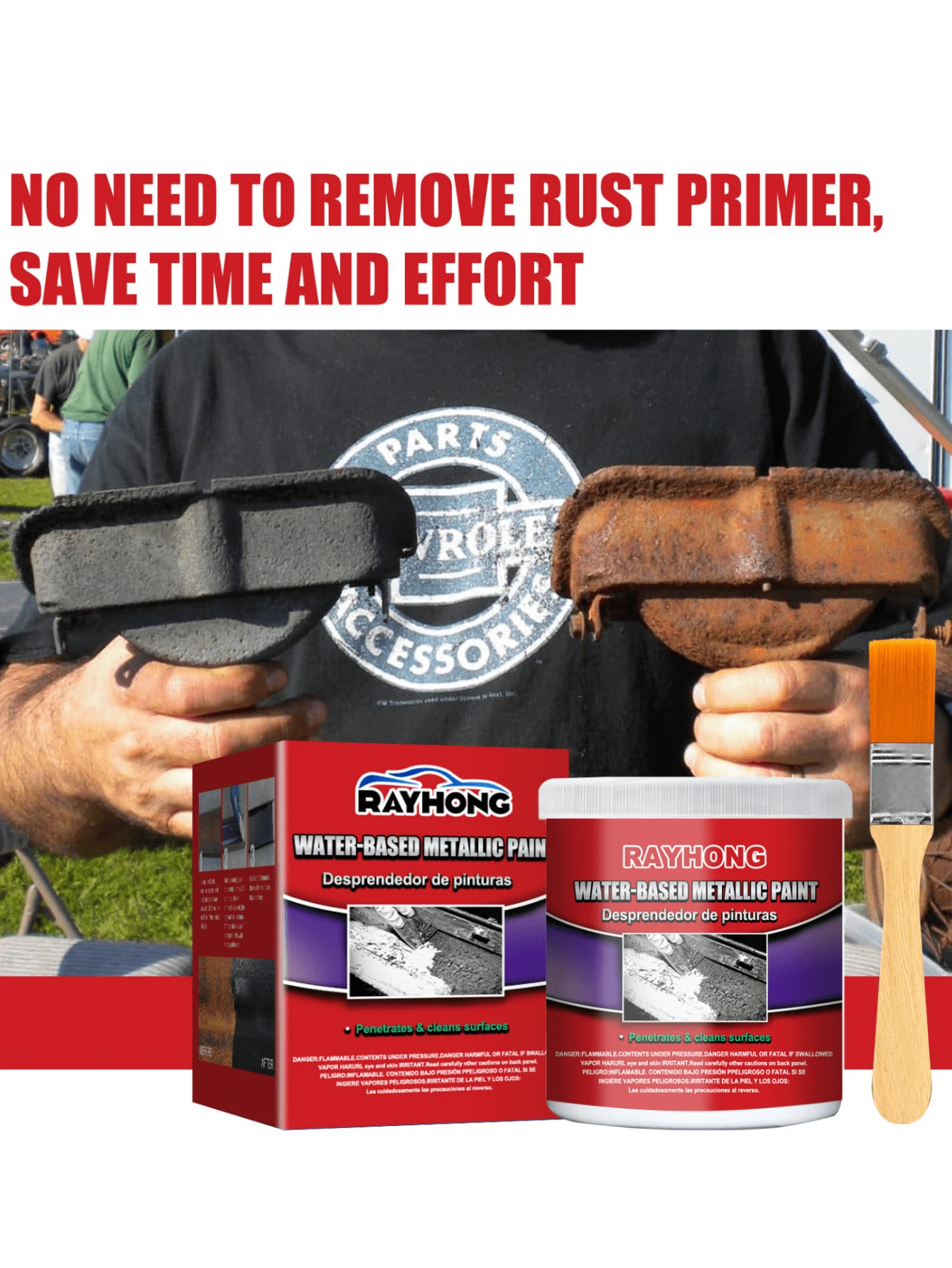 Rayhong Car Anti-Rust Base Coat Rust Converter Rusty Bolt Metal Refurbishment Anti Corrosion Rust Removing Waterborne - Red - View 1