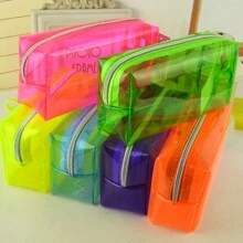 New Style Transparent Pen Pencil Case Pvc Multifunctional Stationery Bag Fluorescent Storage Bag Stationery - Yellow - View 1