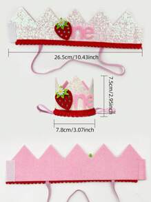 草莓图案皇冠帽，适合生日派对、圣诞节 - 紅色 - 查看 2