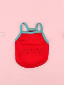 1pc Pet Summer Breathable Printed Camisole Clothes, Suitable For Small & Medium-Sized Cats And Dogs, Anti-Shedding