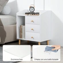 Buros De Madera Sencillos Con 3 Cajones Mesa De Noche Buro  Cómoda De 3 Cajones Para Dormitorio Muebles De Noche Mesa Auxiliar Para Dormitorio  Armario Entrada Blanco Caqui - Blanco - Ver 9