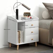 Buros De Madera Sencillos Con 3 Cajones Mesa De Noche Buro  Cómoda De 3 Cajones Para Dormitorio Muebles De Noche Mesa Auxiliar Para Dormitorio  Armario Entrada Blanco Caqui - Blanco - Ver 5