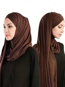 1 件女士运动头带方便多层交叉系带头巾冬季秋季成衣适合长袍日常下帽女士面纱 - 彩色 - 查看 9