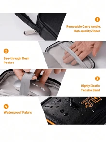 Torba podróżna Wise Torba na akcesoria elektroniczne Torba podróżna Akcesoria elektroniczne Etui do noszenia ładowarki kablowej Słuchawki do telefonu Power Bank Futerał do przechowywania Torba na kable Cyfrowa torba Słuchawki bezprzewodowe Zestaw słuchawkowy Bluetooth Słuchawki douszne dla biznesu, podróży, szkoły, uczelni, biura - Czarne - Zobacz 5